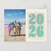 2026年 新年の写真カード 太字タイポグラフィー シーズンポストカード (正面)