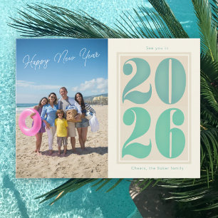 2026年 新年の写真カード 太字タイポグラフィー シーズンポストカード
