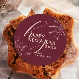 2026年 新年 おしゃれなタイポグラフィ マロン ラウンドシール