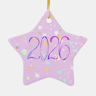 2026年 新年 イラスト かわいい パステル オーナメント