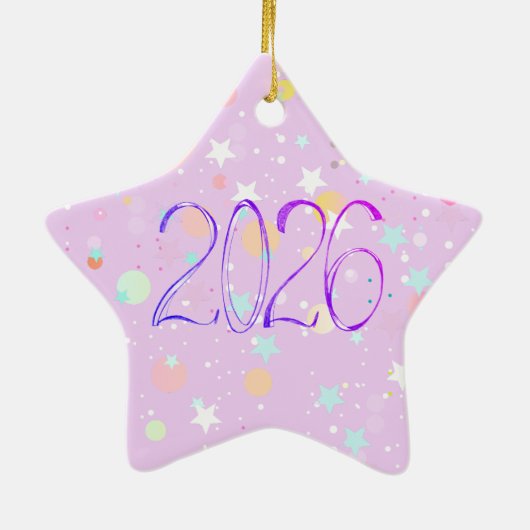 2026年 新年 イラスト かわいい パステル オーナメント (裏面)