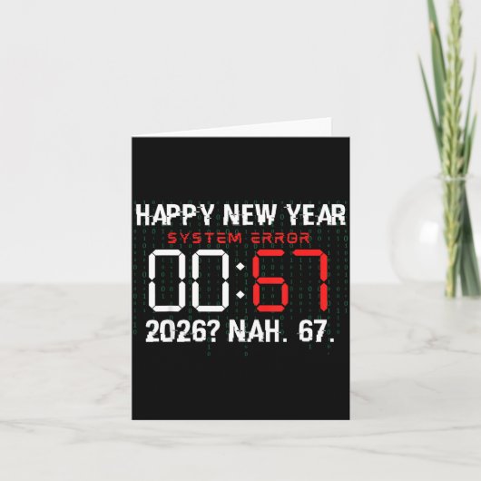 2026年 新年 ジョーク 時計 6 7 ミーム システムエラー カード (正面)