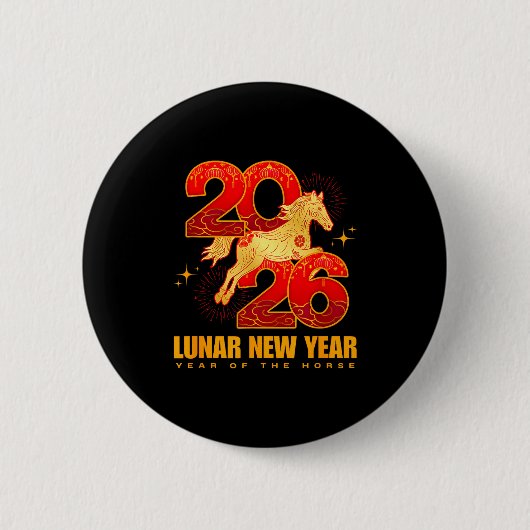 2026年 旧正月 午年 馬 デザイン 缶バッジ (正面)