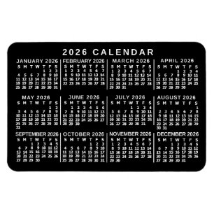 2026年 月別カレンダー クラシック ブラック＆ホワイト マグネット