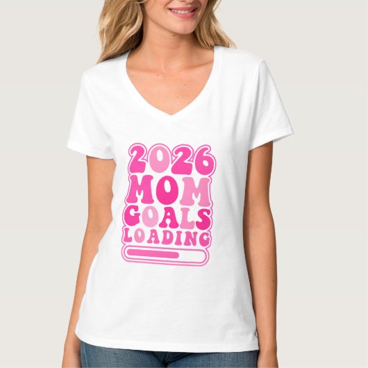 2026年 母になる計画 ローディング レトロ Tシャツ (正面)