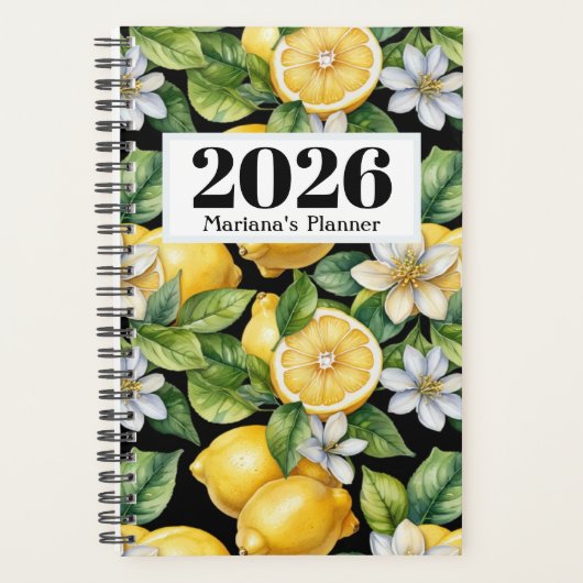 2026年 水彩 レモンと花 パターン プランナー手帳 (正面)