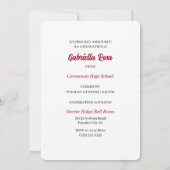 2026年 深紅と黒の写真 卒業 招待状 (裏面)