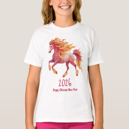 2026年 申年 おめでとう - 赤い馬の華やかなお正月 Tシャツ