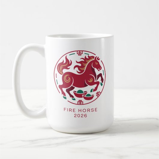 2026年 申年 赤い馬の干支の幸運 コーヒーマグカップ (左)