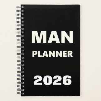 2026年 男性用プランナー 白字 黒背景 プランナー手帳