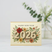 2026年 謹賀新年 モダンなお花 ポストカード (スタンド正面)