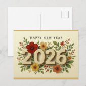 2026年 謹賀新年 モダンなお花 ポストカード (正面/裏面)