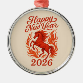 2026年 謹賀新年 馬 メタルオーナメント
