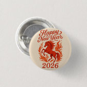 2026年 謹賀新年 馬 缶バッジ (正面&裏面)