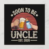 2026年 近いうちに甥っ子が誕生 レトロな妊娠発表 招待状 (正面)