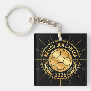 2026年 金メッキ サッカー エンブレム メキシコ アメリカ カナダ キーホルダー
