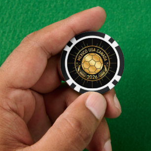 2026年 金メッキ サッカー エンブレム メキシコ アメリカ カナダ ポーカーチップ