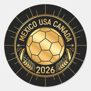 2026年 金メッキ サッカー エンブレム メキシコ アメリカ カナダ ラウンドシール