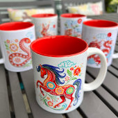 2026年 馬の切り紙 中国旧正月 おしゃれ ツートーンマグカップ