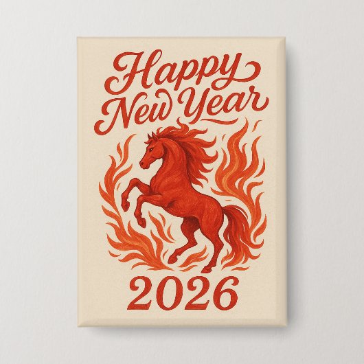 2026年 馬 新年快乐 缶バッジ (正面)