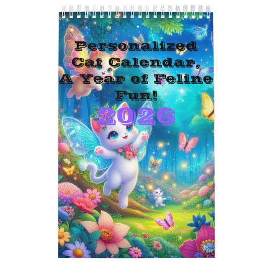 2026年 魔法の妖精 かわいい猫 カレンダー オリジナル (カバー)