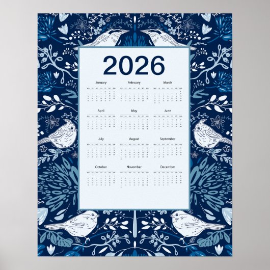 2026年 鳥カレンダー ポスター (正面)