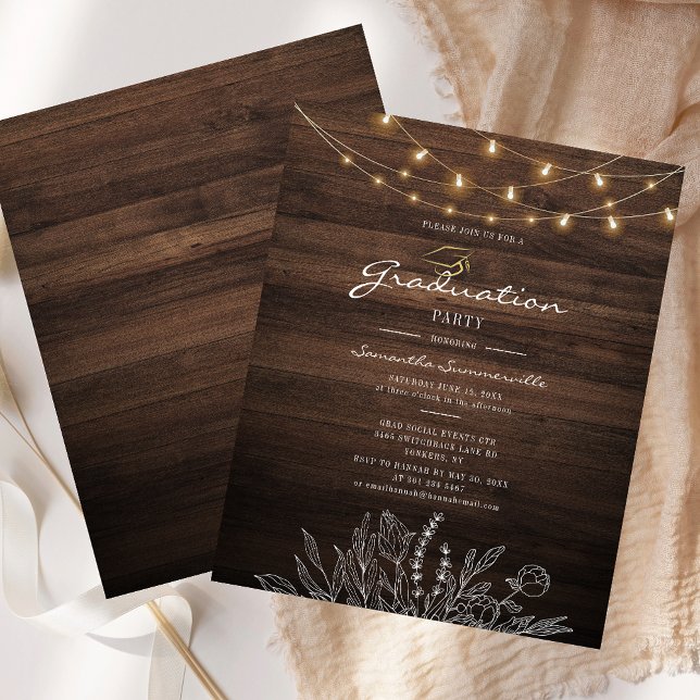 2026年 rustic 卒業パーティー招待状 (Rustic Graduation Party 2025 Invitation)