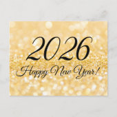 2026新年おめでとう！金ゴールドグリッターが輝く ポストカード (正面)