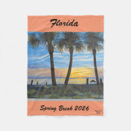 2026春休みフロリダパームツリー フリースブランケット