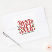 2026最高の年1月にプレゼントが届くクリスマス・カップル スクエアシール (封筒)