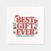 2026最高の年1月にプレゼントが届くクリスマス・カップル スタンダードカクテルナプキン (正面)