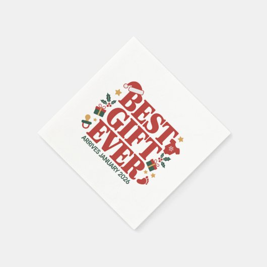 2026最高の年1月にプレゼントが届くクリスマス・カップル スタンダードカクテルナプキン (角)