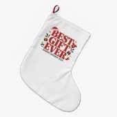 2026最高の年1月にプレゼントが届くクリスマス・カップル ラージクリスマスストッキング (正面 (吊り時))