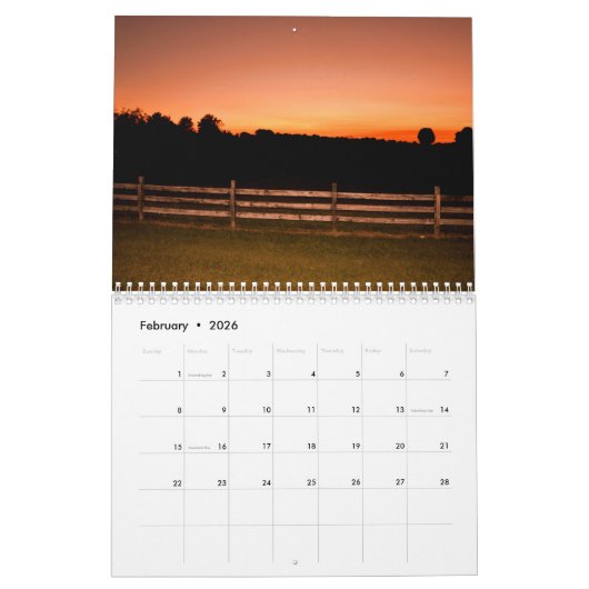 2026横長 – カレンダー (2月 2026)