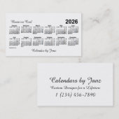 2026白カレンダーby Janz 名刺 (正面/裏面)