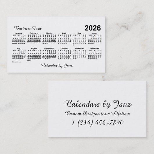 2026白カレンダーby Janz 名刺 (正面/裏面)