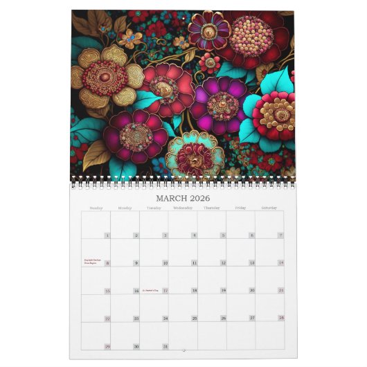 2026花魔法2様式化された花アートカレンダー カレンダー (3月 2026)
