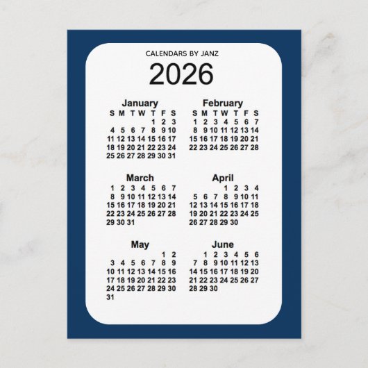 2026警察箱ブルー6ヶ月ミニカレンダーby Janz ポストカード (正面)