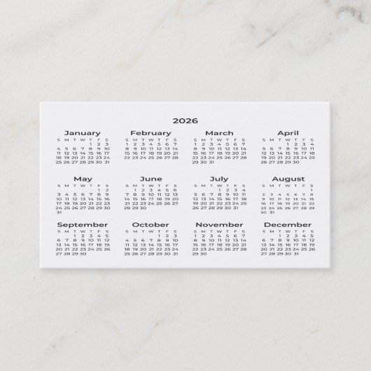 2026財布サイズカレンダー名刺 名刺 (正面)