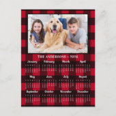 2026赤バッファロープレイドファミリードッグフォトカレンダー シーズンポストカード (正面)
