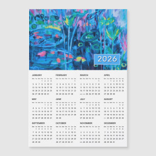 2026青フローラ抽象芸術磁気カレンダー