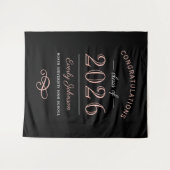 2026 エレガント ローズゴールド ブラック オーダーメイド 卒業 タペストリー (正面(横))