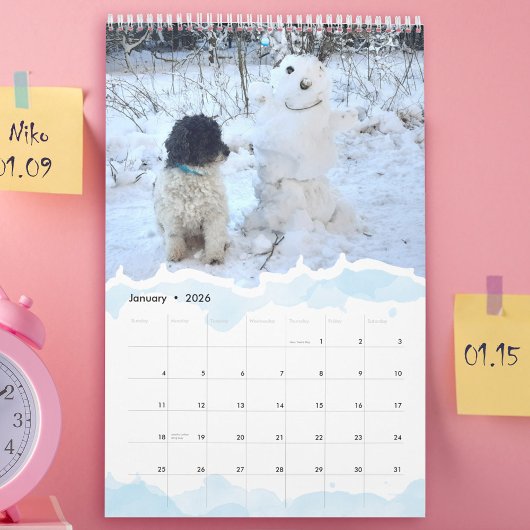 2026 オリジナル ペット 犬 猫 写真 水彩画 カレンダー