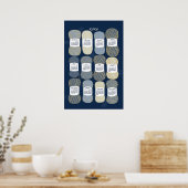 2026 カレンダーポスター 青と金 ポスター (キッチン)