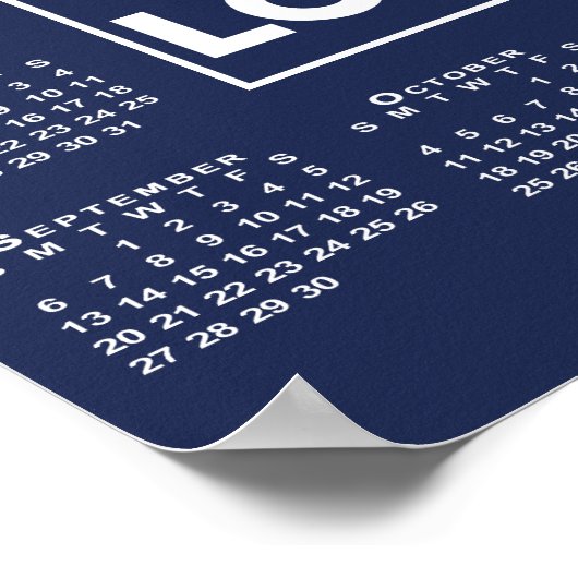 2026 カレンダー会社ロゴと名前 ネイビーブルー ポスター (角)