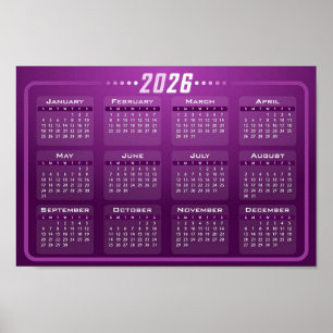 2026 カレンダー パープル ポスター