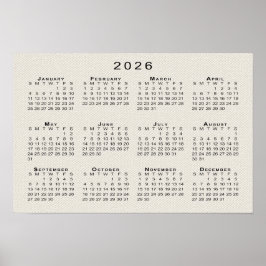 2026 カレンダー フェイク キャンバス テクスチャ テンプレート ポスター
