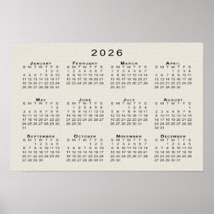 2026 カレンダー フェイク キャンバス テクスチャ テンプレート ポスター