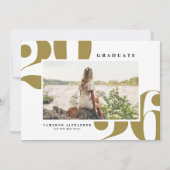 2026 ゴールド 卒業 写真 太字 タイポグラフィー 案内状 (正面)