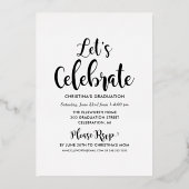 2026 シルバー グラデュエート ホワイト フォト コラージュ 箔招待状 (裏面)